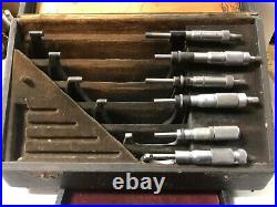 MACHINIST TOOL LATHE MILL 1 to 6 Micrometers in Vintage Brown Sharpe Case OfCe