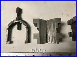 MACHINIST TOOL LATHE MILL 2 Large Brown & Sharpe V Blocks and Clamps DrSr