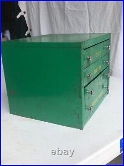 MACHINIST TOOL LATHE MILL Greenlee Knock Out Punch Parts Cabinet Case Box Green