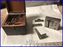 MACHINIST TOOL LATHE MILL Precision Lassy Ground Angle V Block Set in Wood Case