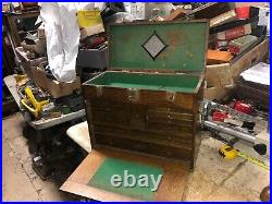 MACHINIST TOOL LATHE Vintage Gerstner Oak Machinist Tool Box BsmnT