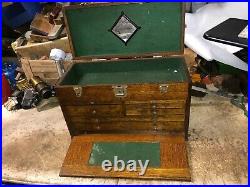 MACHINIST TOOL LATHE Vintage Gerstner Oak Machinist Tool Box inBsmnT