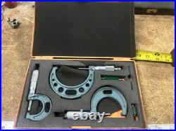MACHINIST TpCb TOOL LATHE MILL Machinist Mitutoyo 1 3 Micrometer Set in Case