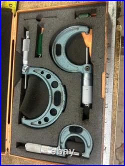 MACHINIST TpCb TOOL LATHE MILL Machinist Mitutoyo 1 3 Micrometer Set in Case