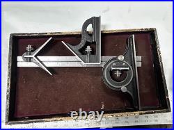 MACHINIST TpOkC LATHE MILL Starrett Combination Ruler Protractor Square Gage Set