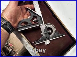 MACHINIST TpOkC LATHE MILL Starrett Combination Ruler Protractor Square Gage Set