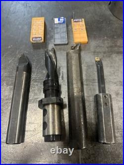 Machinist Lathe Boring Bar Toolholders 1-1/8 & 1-3/8 Shanks Lot Of 4 WithInserts