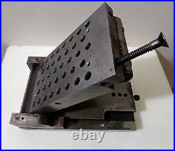 Machinist Lathe Mill Tool Makers Ground Adjustable Angle Sine Plate w Wood Base