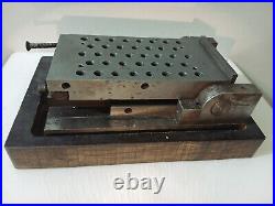Machinist Lathe Mill Tool Makers Ground Adjustable Angle Sine Plate w Wood Base