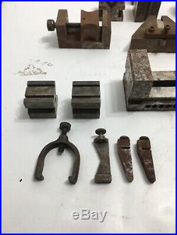 Misc Lot of Machinist Tools Lathe Clamps Holders Vice V Block Starrett Plus More