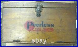Peerless Mini Hand Lathe Vintage Wood Box Machinist Tool Home Shop Garage Rare