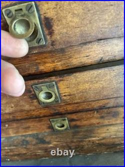Rare Antique L. S. STARRETT CO. Oak Machinist Chest Estate Lot 2 Original Keys