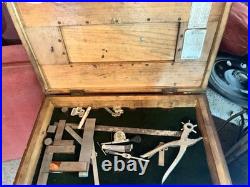 Rare Antique L. S. STARRETT CO. Oak Machinist Chest Estate Lot 2 Original Keys