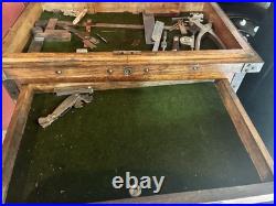 Rare Antique L. S. STARRETT CO. Oak Machinist Chest Estate Lot 2 Original Keys