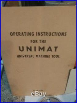Unimat DB200 Mini Bench Machinist Lathe Tool with box and papers manual