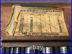 Vintage DuMONT MINUTE MAN Keyway Broach Set Machinist Mill Lathe 9/16 1-9/16