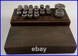 Vintage Lathe Collet Set Of 20 In Wood Box Milling Watch Making Machinist