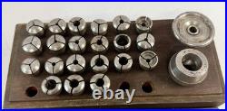 Vintage Lathe Collet Set Of 20 In Wood Box Milling Watch Making Machinist