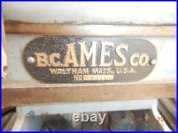 Vintage Small B. C. Ames Metal Lathe For Parts Missing Parts Machinist Tooling