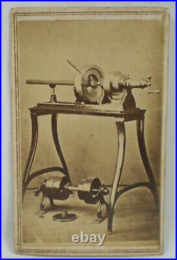 Vtg. Occupational CDV Machinist or Inventor with Lathe Plus 2 Lathe CDV's